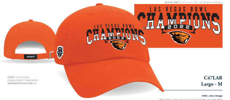 Oregon State Beavers! Your Las Vegas Bowl 2022 Champions!! Cap